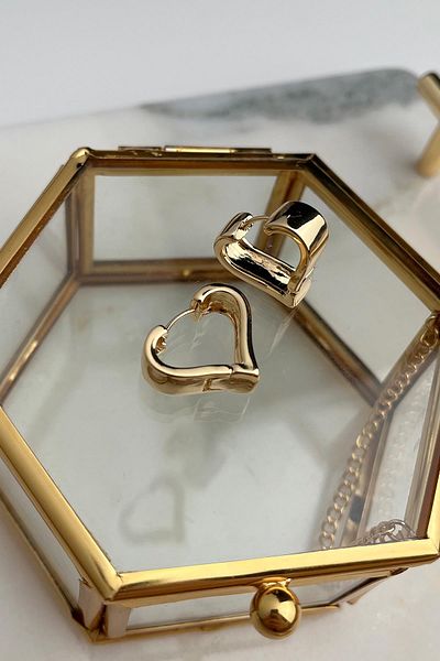Modex Solid Brass Heart Figured Earrings (2 cm)