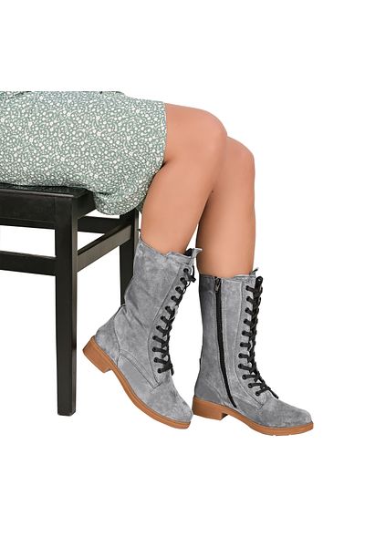 Moosefield Genuine Leather Dark Gray Women's Boots