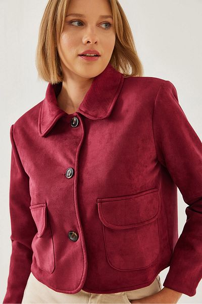 Bianco Lucci Women's Suede Double Pocket Jacket 4456 60351205