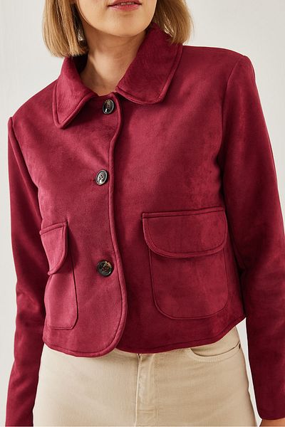 Bianco Lucci Women's Suede Double Pocket Jacket 4456 60351205