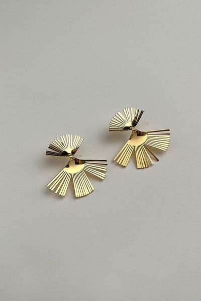 Modex Curved Detailed Fan Earrings (Size:4cm)