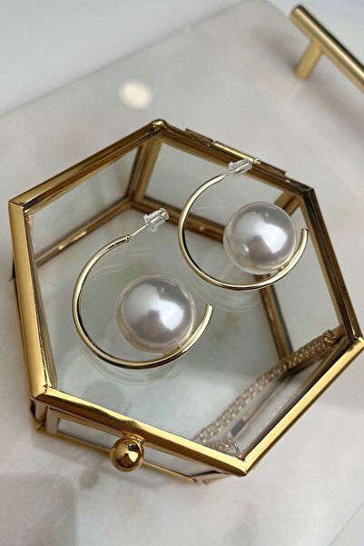 Modex Hoop Earrings with Pearls (Size:3 cm)