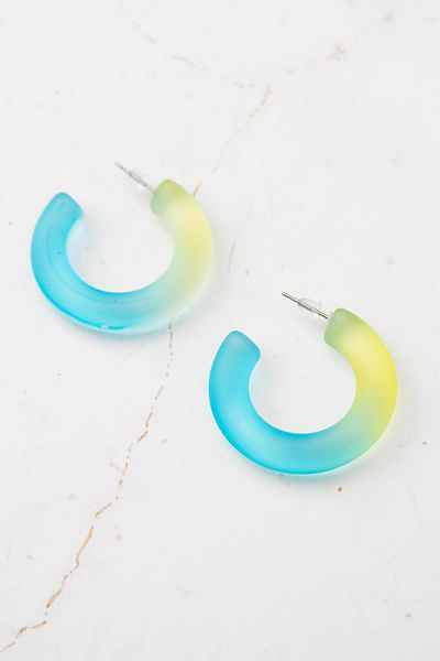 Modex Blue/Green Acrylic Hoop Earrings (3cm)