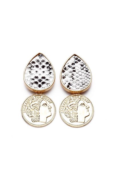 Modex Medallion Earrings - Snakeskin Detail