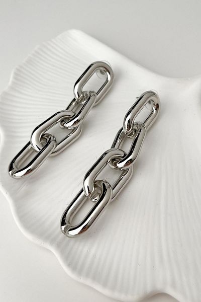Modex Silver Color Chain Earrings