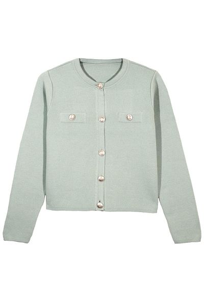 SHERIN Mint Buttoned Knitwear Cardigan