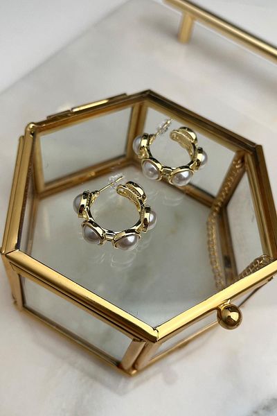 Modex Pearl Detail Hoop Earring(Size:2Cm)