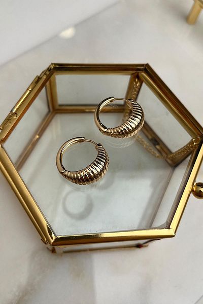 Modex Serrated Oval Hoop Earrings (Indoor: 2cm)