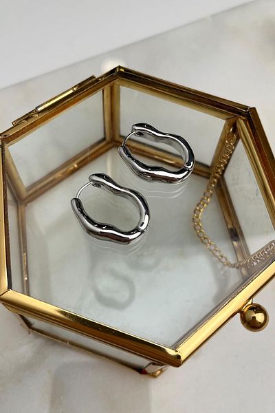 Modex Curvy Oval Plate Hoop Earrings(Indoor: 1cm)
