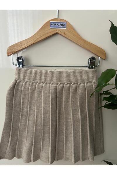 Meriç bebe Girl's Elastic Waist Pleated Knitwear Trend Skirt