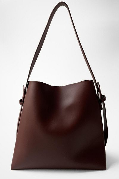 Yuka Atelier Geantă Shopper de damă de mărime mare, roșu claret, cu cataramă Nomu