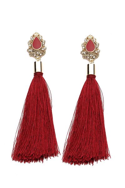 Modex Gold Yellow Long Tassel Stylish Earrings