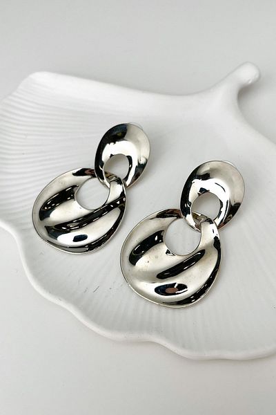 Modex Silver Color Asymmetric Earrings (5cm)