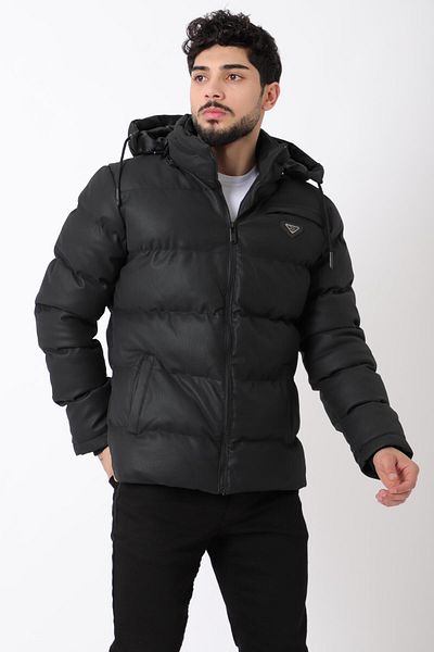 ByTrend Κεντημένο παλτό από δέρμα άνθρακα PLDP 2959_50368-1