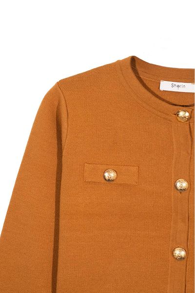 SHERIN Mustard Buttoned Knitwear Cardigan