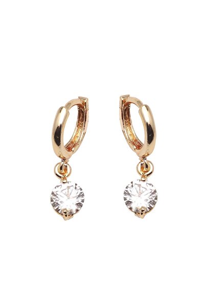 Modex Altın Kaplama Tek Taş Küpe