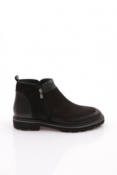 DGN Ανδρικές μπότες με φερμουάρ Μαύρο Nubuck Γνήσιο δέρμα 21041023210