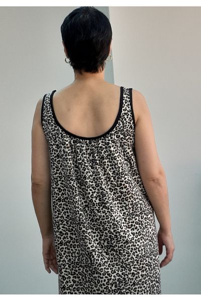 Mertcan Butik Φόρεμα με λουράκι βισκόζης με στάμπα λεοπάρ με κορδόνια μπροστά και πίσω
