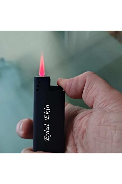 ASYA GIFTS Kişiye Özel Isim Baskılı Jet Çakmak Pembe Alev ( Gazlı ) Rüzgarda Sönmez