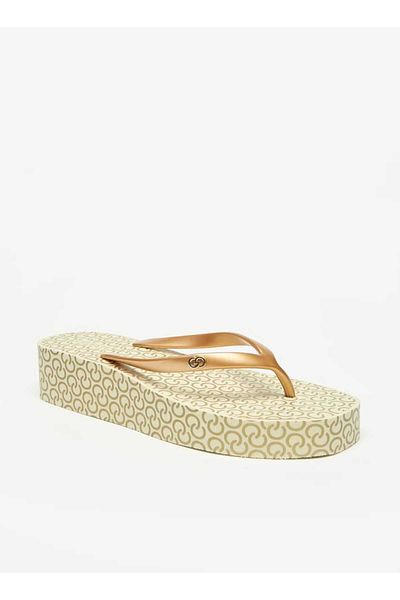 Celeste Women's Monogram Print Flatform Thong Slippers