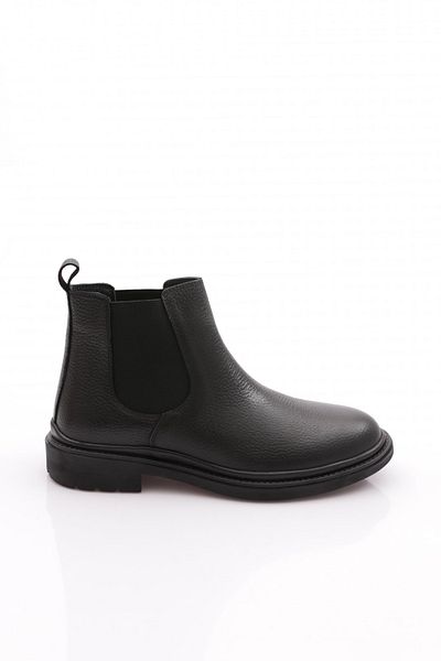 DGN Men's Rubber Sole Chelsea Boots Black Floater Genuine Leather 61310223210