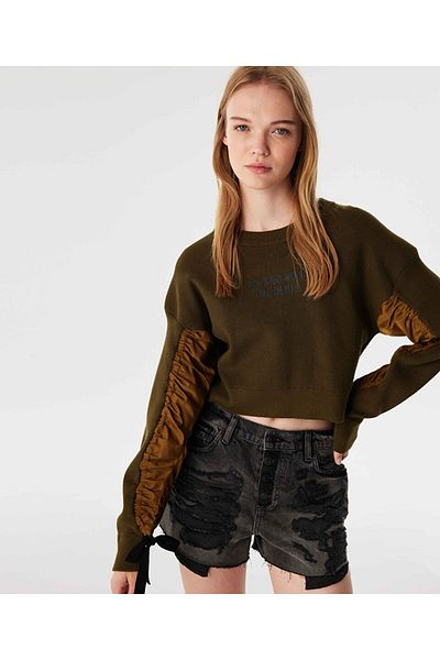 Twist Jeans Shorts with Antique Effect