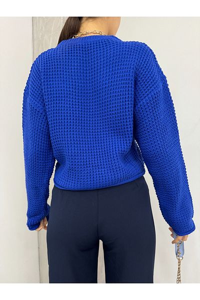 Modamorfo Saks Bunter Strickpullover mit Rundhalsausschnitt