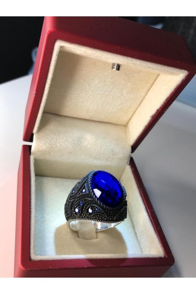 vogutima jewelery&silver by timuçin mavili Erkek Gümüş Yüzük - Lacivert Safir...