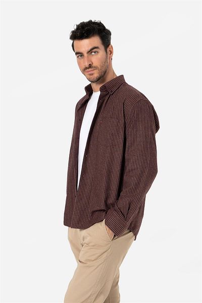 Brothers Men's Comfort Fit Long Sleeve Single Pocket Flannel Shirt Hun Ls Bordo-Beige B01.242.529