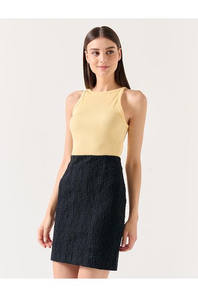 Jimmy Key Fekete Slim Fit magas derekú szőtt szoknya