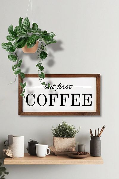 Wooden Factory Дървен ъгъл за кафе But First Coffee