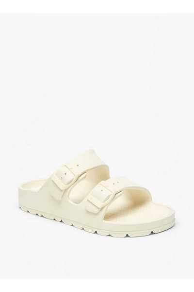 Celeste Women's Solid Slip-On Sandals with Buckle Detail