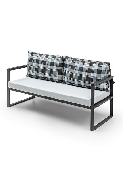 Gaga Mobilya Bahçe Mobilyası, Cafe, Balkon, Kanepe, Koltuk (148cm) Ekoseli