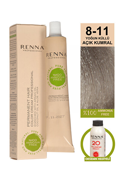 Renna Bitkisel Saç Boyası 8-11 Yoğun Küllü Açık Kumral 60 ml - Oksidan Hediye...