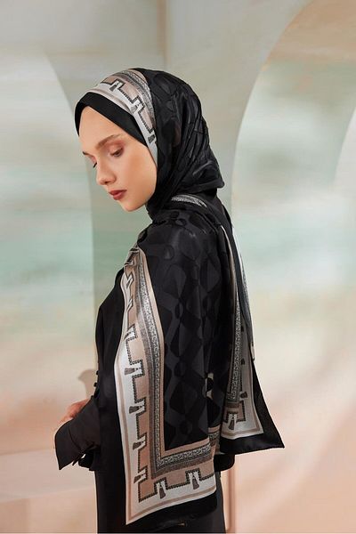 Cardion شال محروق فاخر باللون الأسود