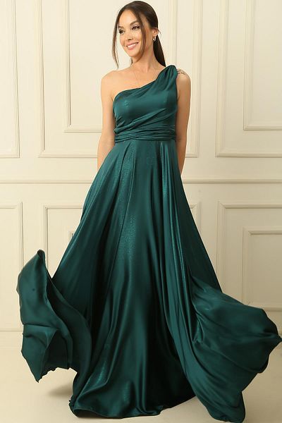 By Saygı Drapiertes, gefüttertes One-Shoulder-Crêpe-Kleid