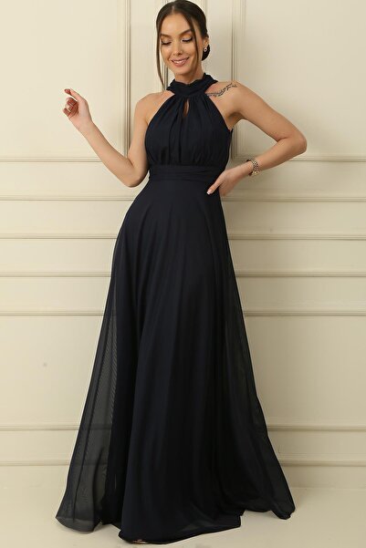 By Saygı Dlouhé tylové šaty podšité ohlávkou