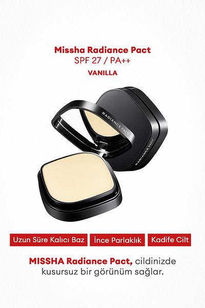 Missha مسحوق صغير الحجم Radiance Pact SPF27/PA++ (فانيليا) يعطي مظهرًا مضيئًا وناعمًا