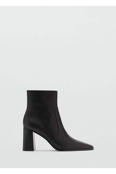 MANGO Woman Halbstiefel aus Leder mit Absatz