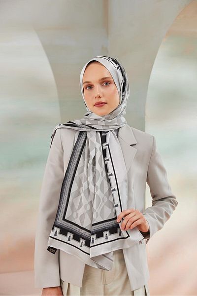 Cardion شال محروق فاخر - فضي