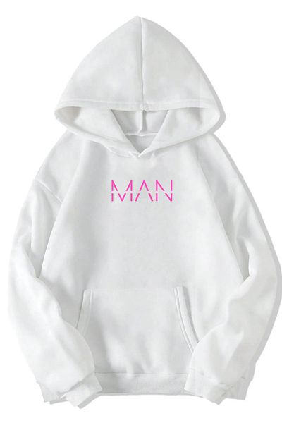 DEEPSENCE Ανδρικό φούτερ με λευκή κουκούλα - MAN Back Printed