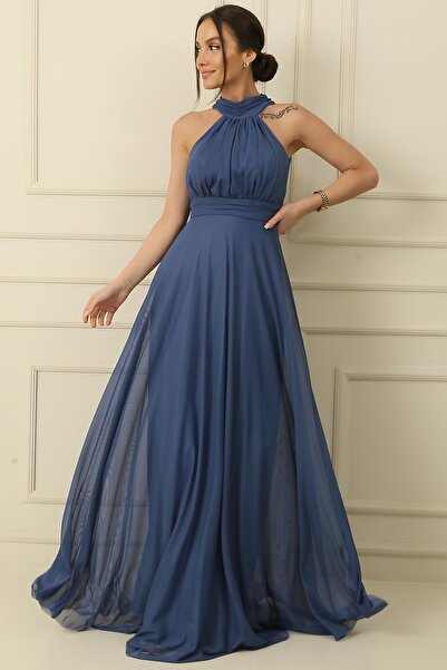 By Saygı Dlouhé tylové šaty podšité ohlávkou