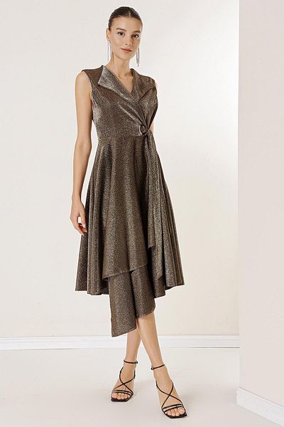 By Saygı Rochie lurex cu curea, cu decolteu dublu