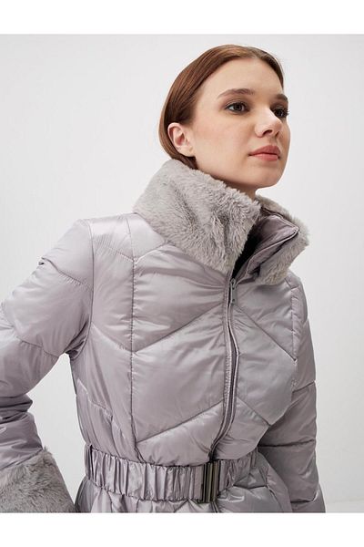 Jimmy Key Shiny Gray Slim Fit Puffer Jacket