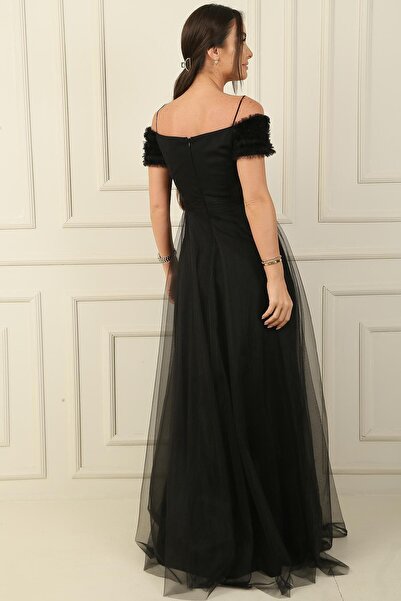 By Saygı Madonna gallér kötélszíj hasított tüll hosszú ruha