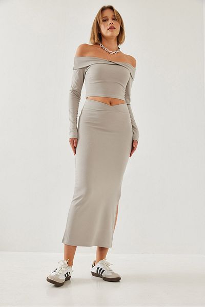 Bianco Lucci Damen-Set mit Madonna-Kragen unten und oben 60351208