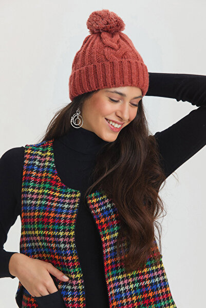 Clandestino Ponponlu Saç Örgüsü Bere Kiremit