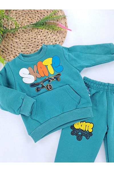 Butik Premium Skateboard Printed Tracksuit Set for Baby Boy/Child - 3 Thread Raster, Fleece