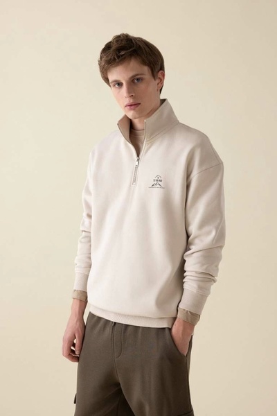 DeFacto C6132 Comfort Regular Fit Άνετο Φούτερ με στάμπα με όρθιο γιακά