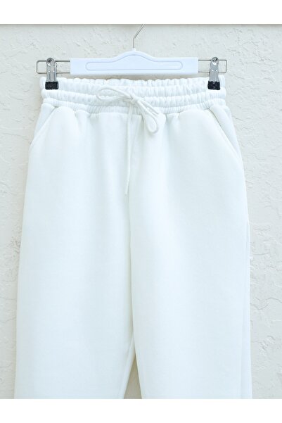Modamorfo White Raised Sweatpants - Elastic Waist and Pockets